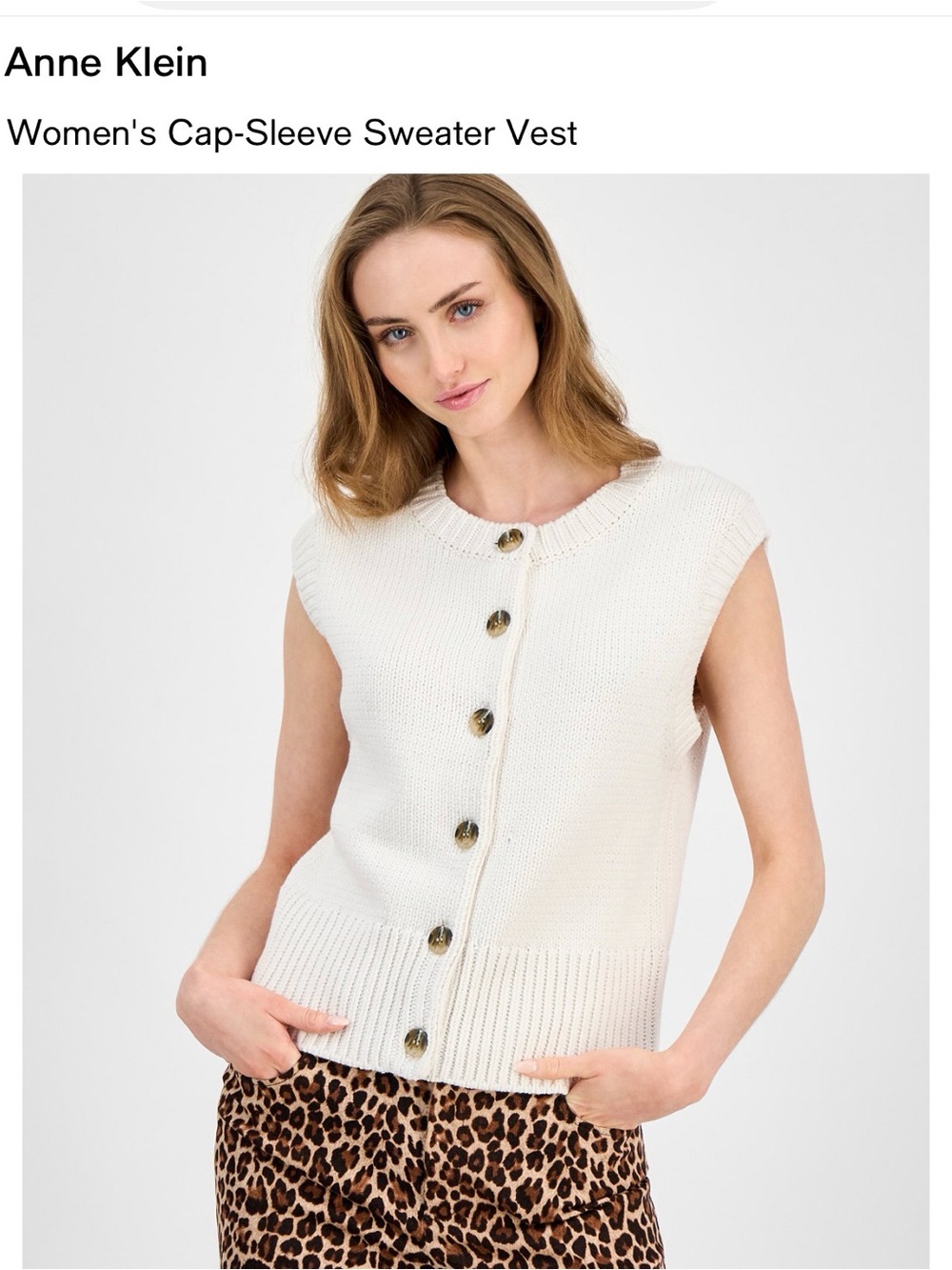 Anne Klein Women's Cap-Sleeve Sweater Vest